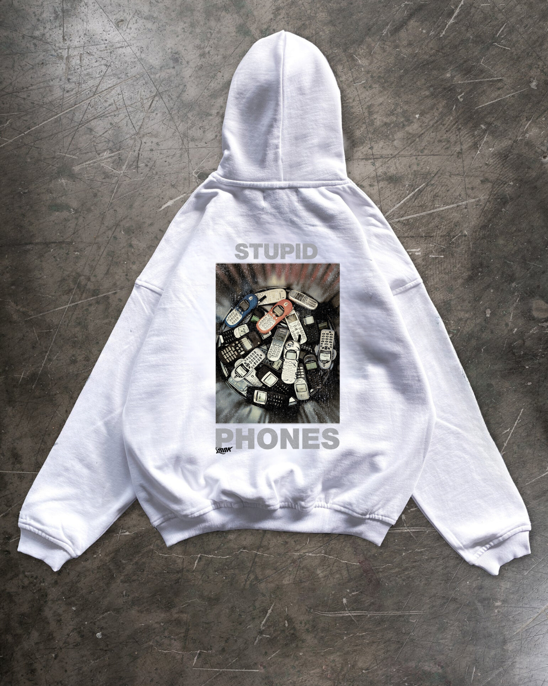 STUPID PHONES HOODIE BACKPRINT